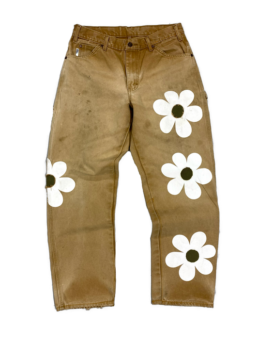 Distressed Flower Carpenter Pants